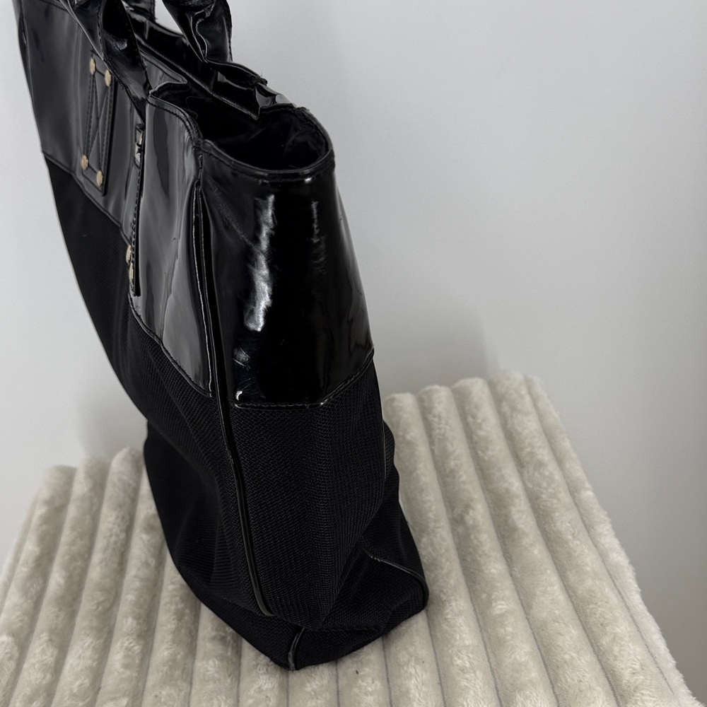 Versace Parfums Large Black Tote Bag with Patent Leather Trim - Picture 11 of 12